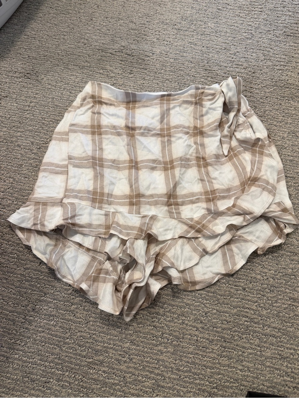 Show Me Your Mumu Beige Plaid Ruffle Skort
